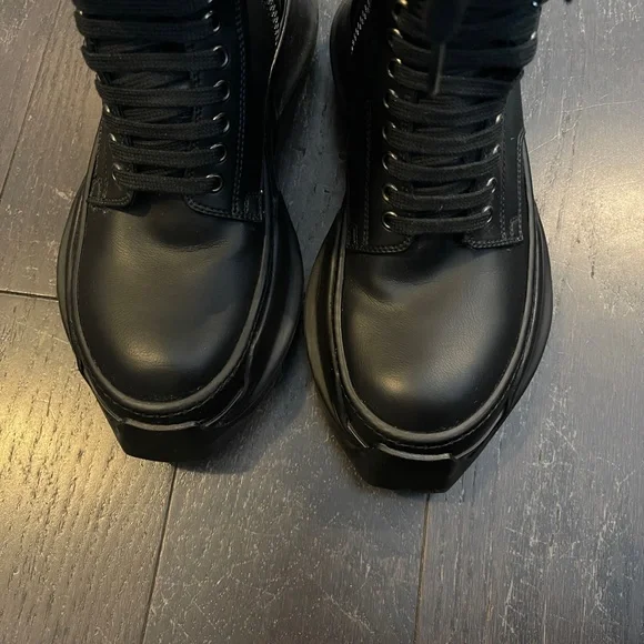 Rick Owens DRKSHDW black leather High Lace-Up Mod Military Boots IT 39 HTF - Picture 3 of 13